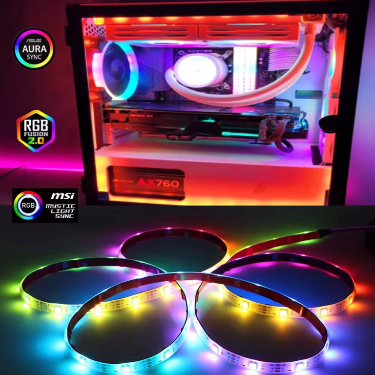 Addressable-Rainbow-PC-Digital-LED-Strip-Light-5050-RGB-WS2812b-for-5V-3pin-12V-4pin-ARGB