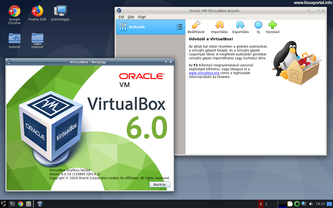 VirtualBox 6.0.x Telepítése Debian 10 Gazda Operációs Rendszerre