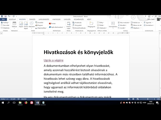 Hogyan szúrjunk be hivatkozást Word dokumentumba?