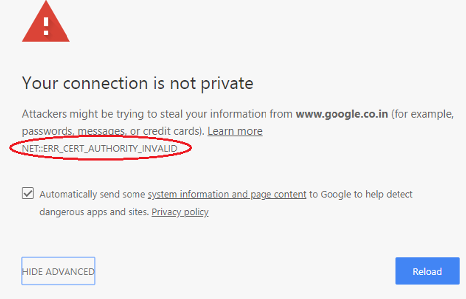 Chrome: NET::ERR_CERT_AUTHORITY_INVALID hiba a böngészőben