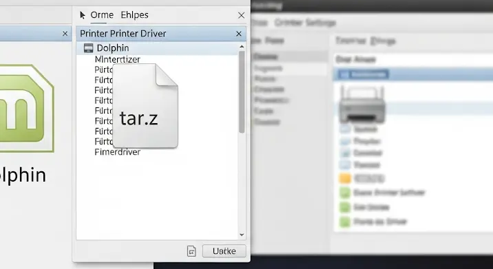 Nyomtató driver telepítése Linux Mintre (tar.gz fájl, Dolphin fájlkezelő)