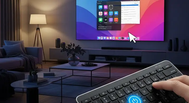 Laptop és TV: vezeték nélküli billentyűzettel való bekapcsolás távolról