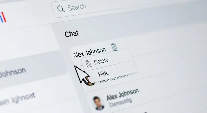 Gmail csevegőlista: névjegyek törlése és elrejtése