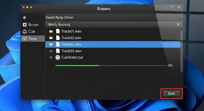 Brasero lemezíró: .WAV és .CUE fájlok kezelése