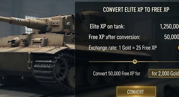 World of Tanks: XP átváltása szabad tapasztalattá elit tankokról