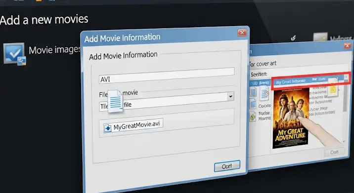 Borítókép hozzáadása AVI filmhez Windows Media Centerben