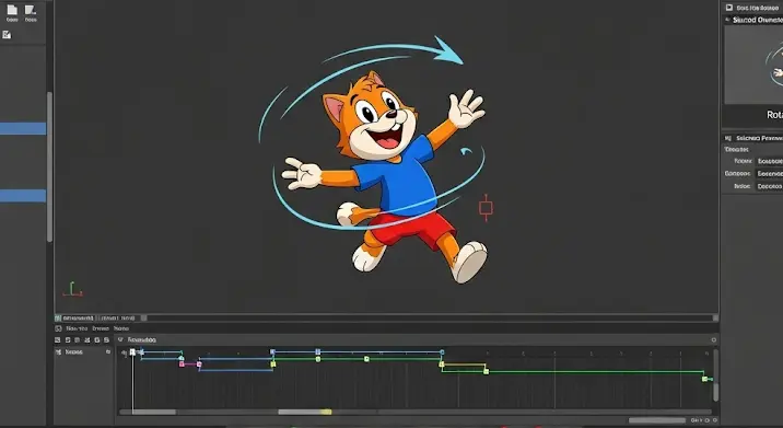 2D animáció: testek és figurák elfordulásának megoldása