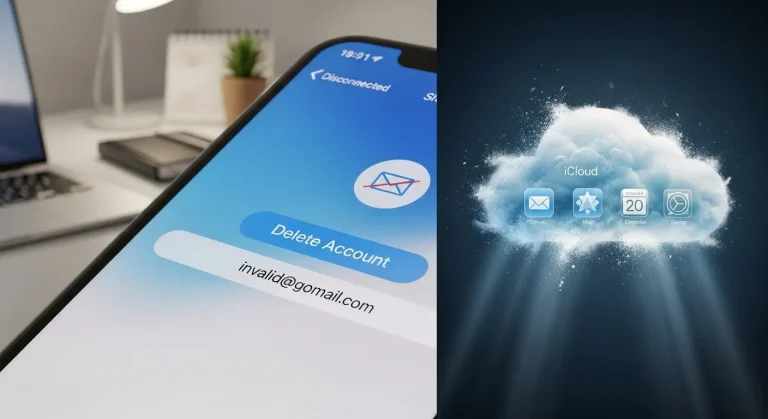 iCloud fiók törlése iPhone-ról megszűnt Gmail címmel