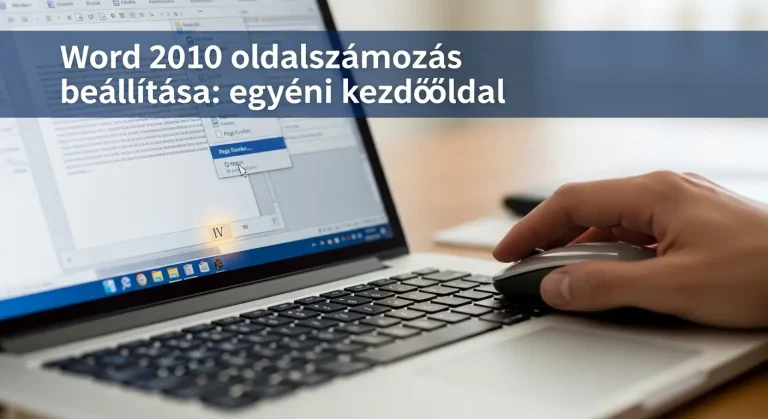 Word 2010 oldalszámozás beállítása: egyéni kezdőoldal