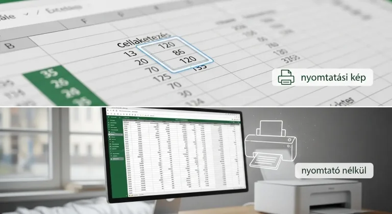 Excel nyomtatási kép nyomtató nélkül és cellakeretezés