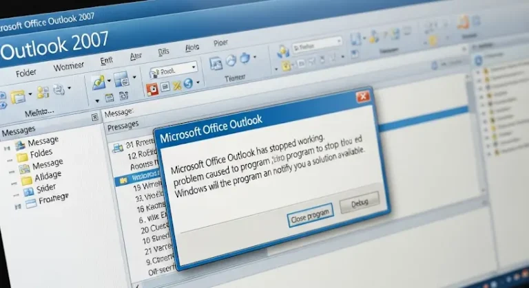 Microsoft Office Outlook 2007 összeomlási probléma: Indítás után azonnal leáll