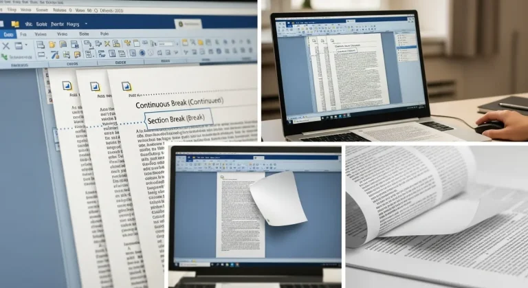 Microsoft Word 2003: Folyamatos szakasztörés új oldalon: Megoldás